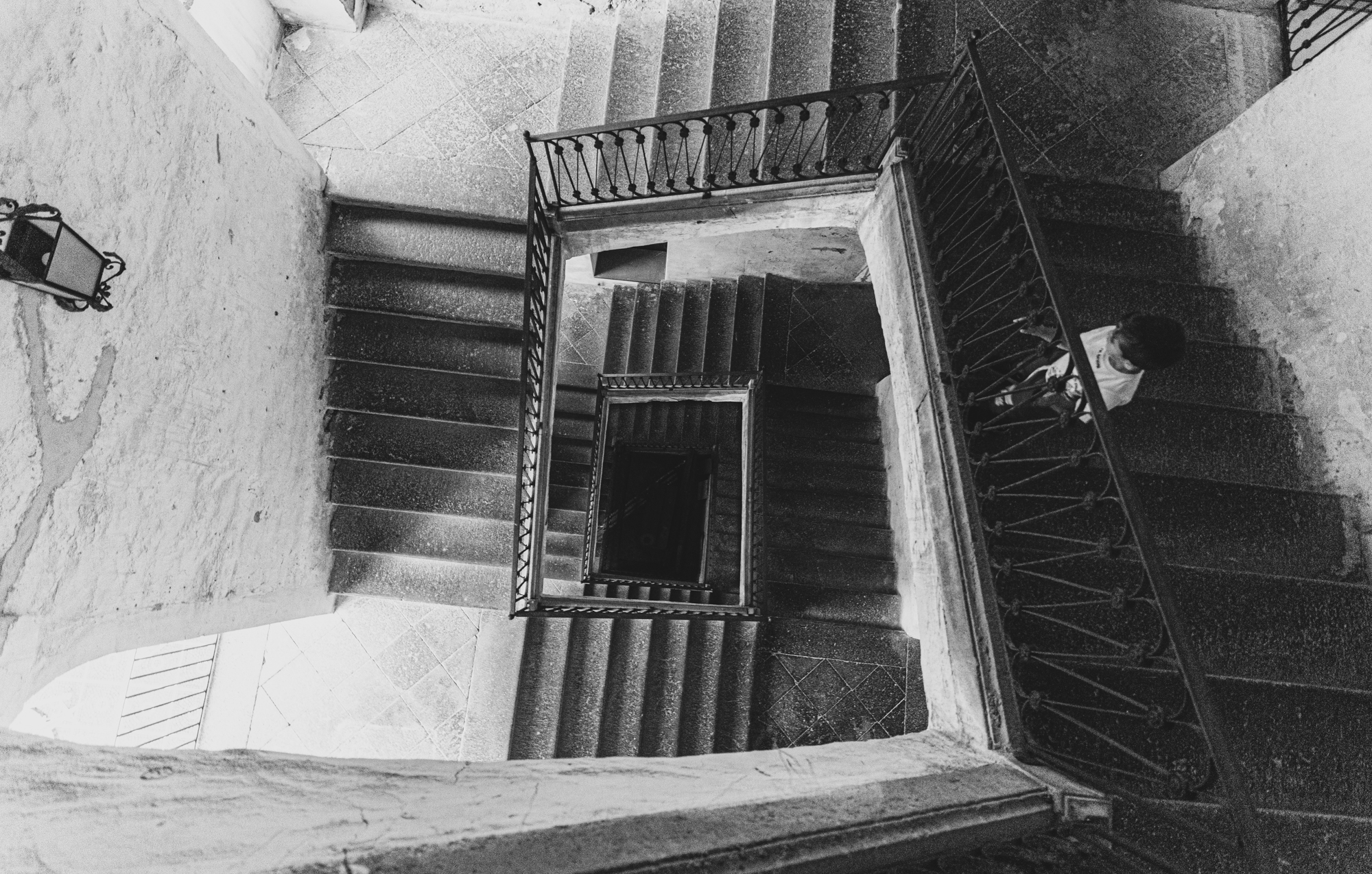 downstairs